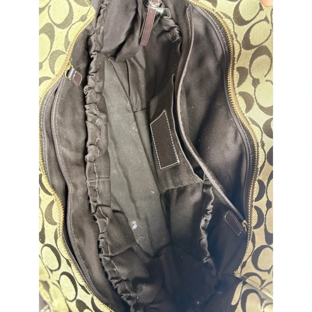 Coach Signature C Monogram Tote Bag Brown Leather Trim Gold Hardware - Picture 8 of 13